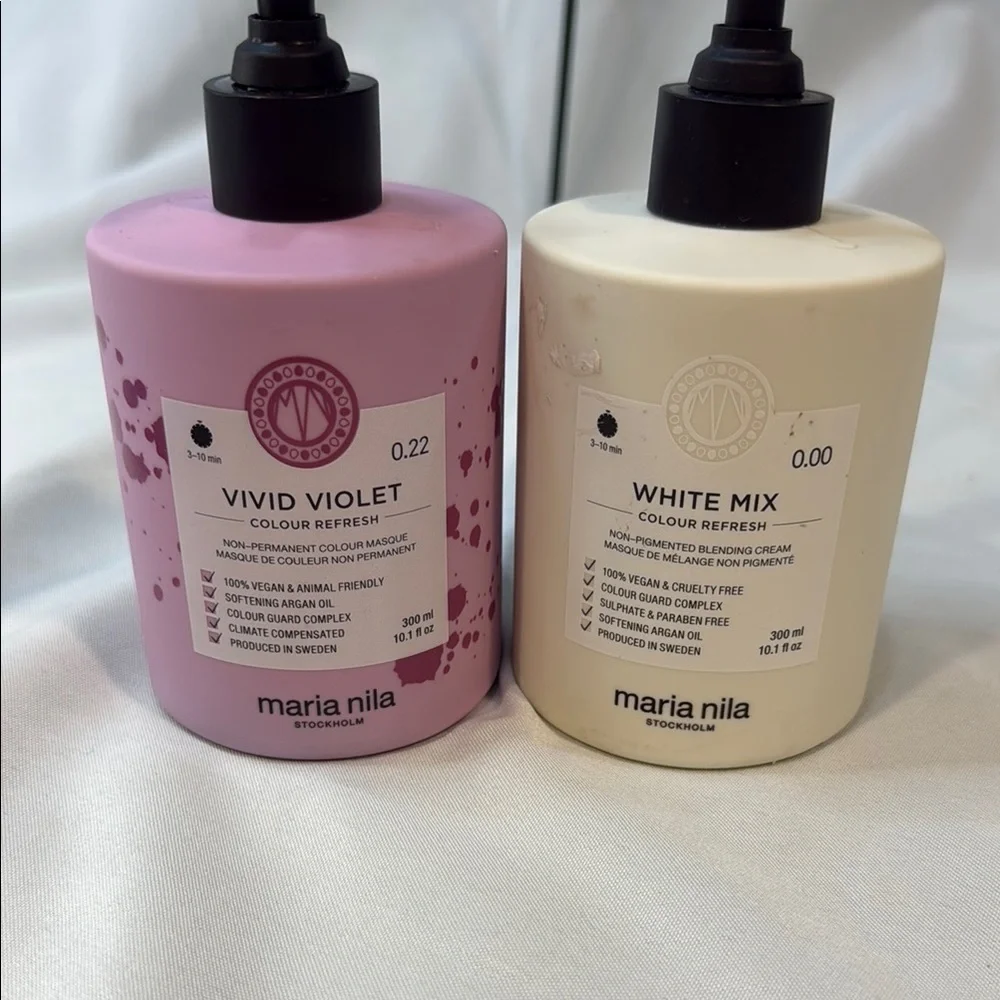 Maria Nila Stockholm, Vivid Violet & White Mix Color Refresh Hair Care Set, USED